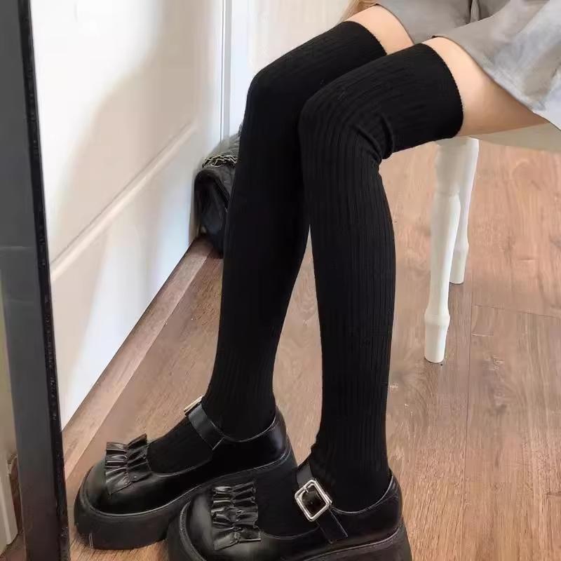 New Winter Solid Color Thigh High Stockings Women Trendy Casual Over The Knee Female Long Sock Thermal Warm Cotton Tube Leggings
