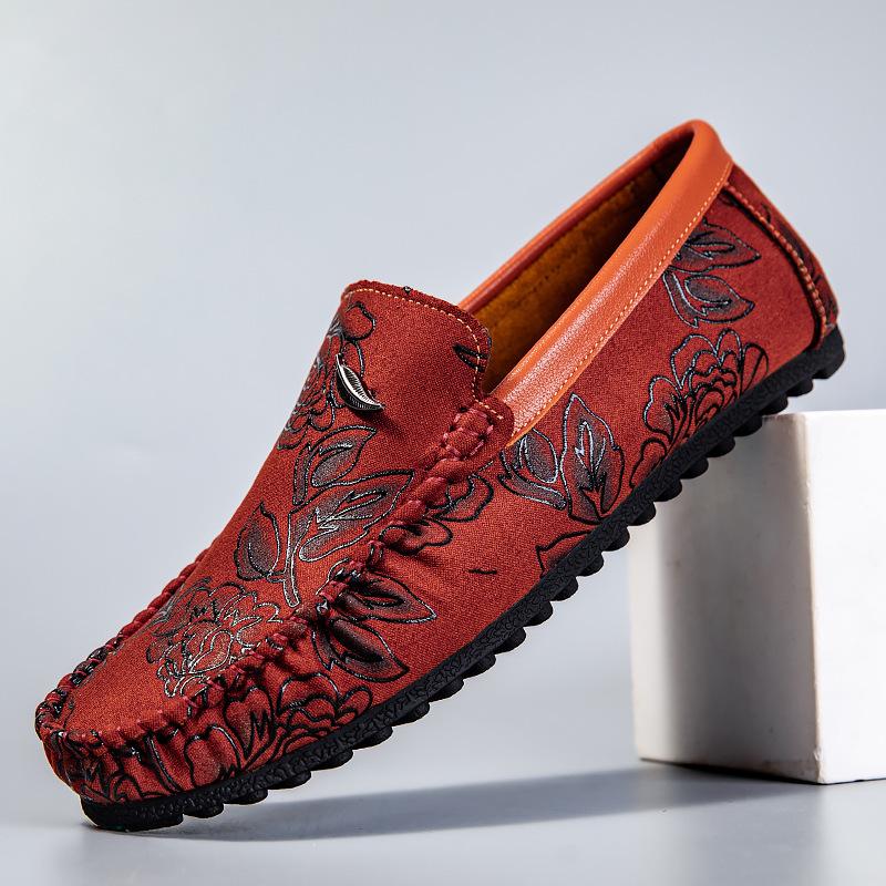 Men's Plus Size Rose Bean Soft Leather Casual Shoes - Red Pointed Toe Summer Trend