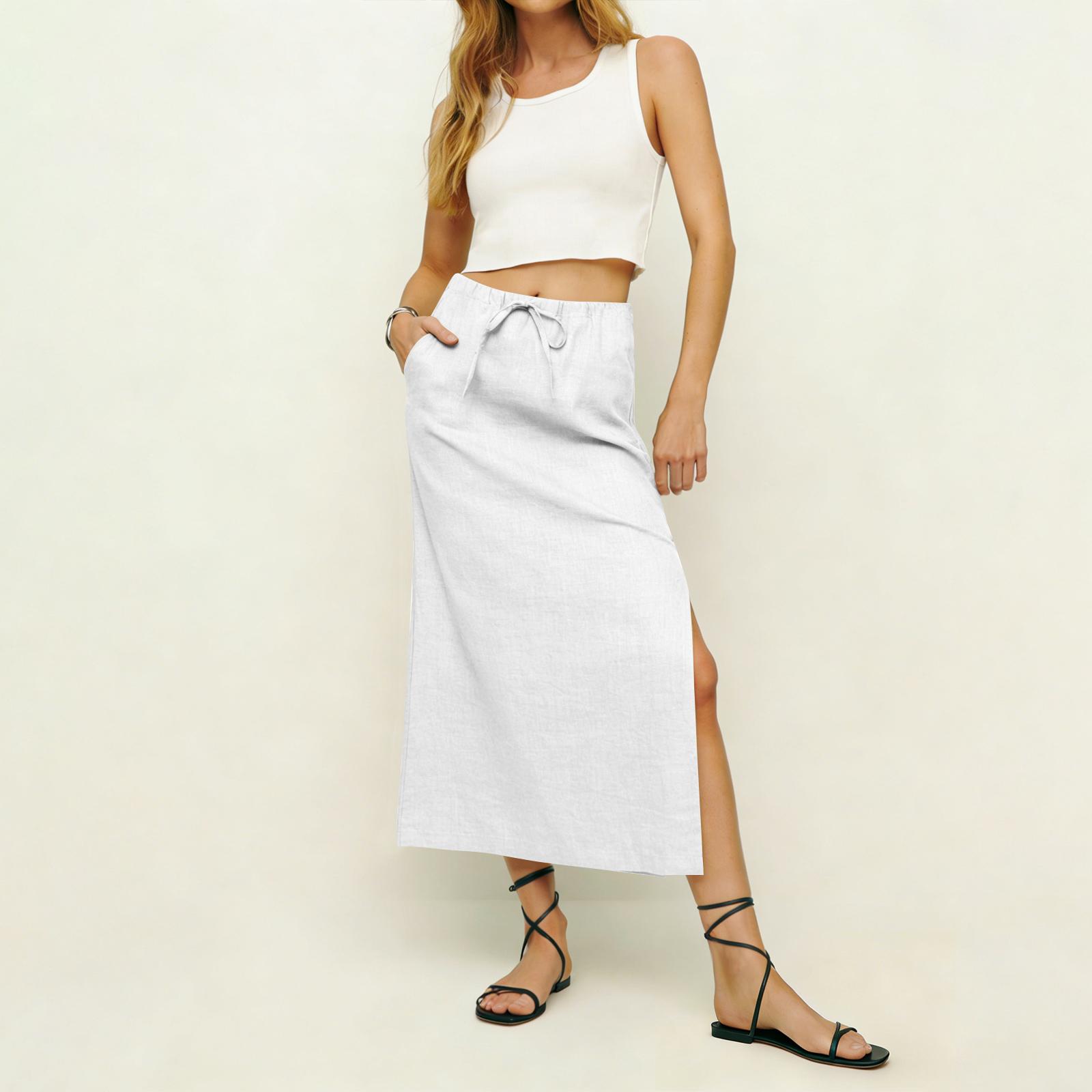 

Women s Casual Fashion -Color Midi Skirt XL білий