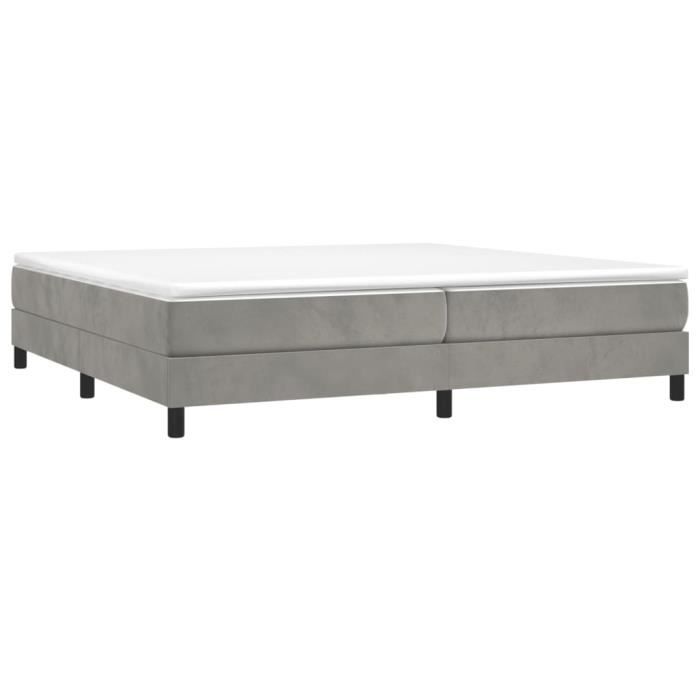 3144351 vidaXL Divan Bed and Mattress Light Grey 200x200cm Velvet