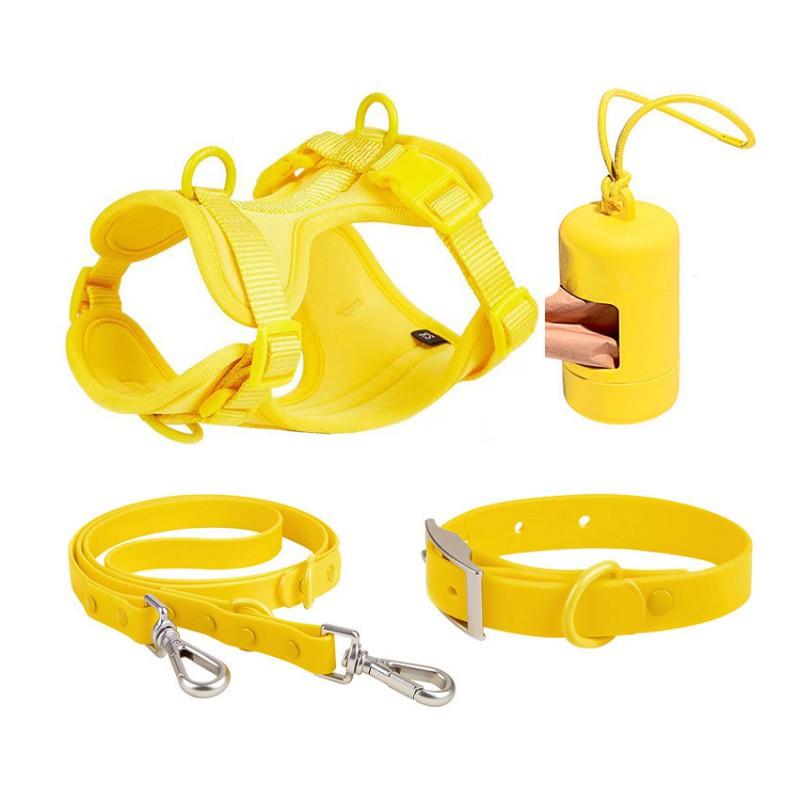 Dog Harness Set PVC Waterproof Chew Proof Small Dogs Leash Collar