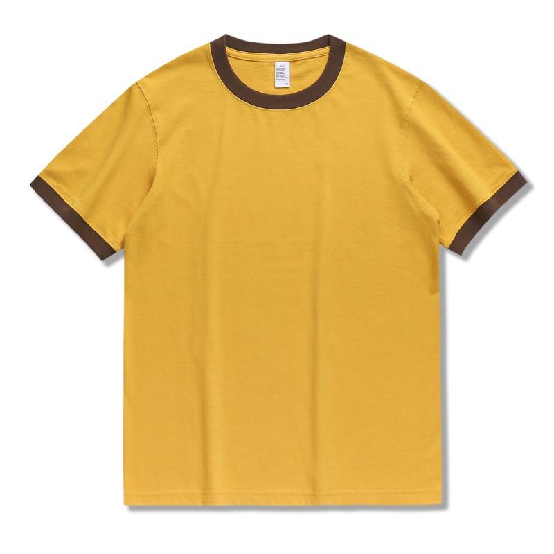 Premium Summer Fashion Patchwork Men's T-shirt Chinese Trendy Couple Style Solid Simple Casual Basic Blank Tees Male