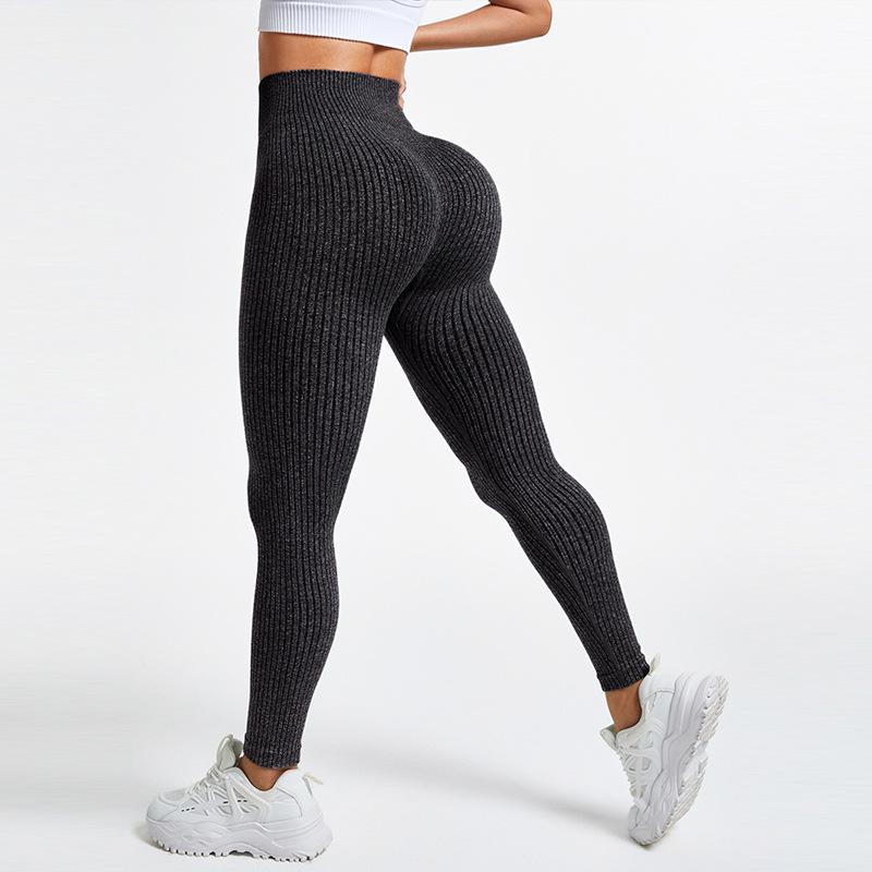 Women's High-Waist Ribbed Yoga Leggings | Hip-Lifting Fitness Pants