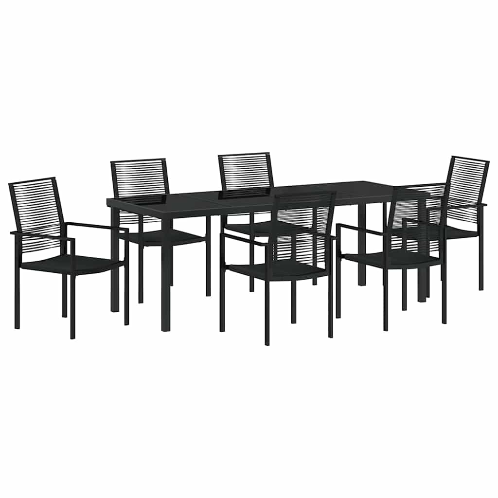 Garden Dining Set 7 pcs Black Powder Coated Steel