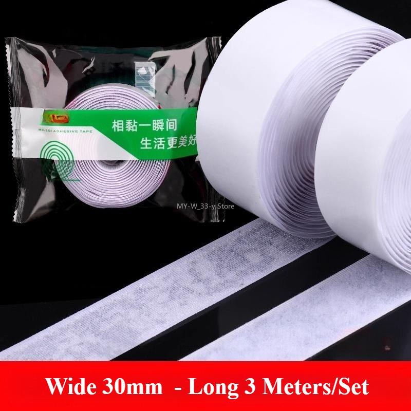 3/25Meter Starkes Selbstklebendes Klettband Haken und Schlaufe Schwarz Weiß Nylon Klettband Klebeband mit Starkem Kleber 25/30/50MM