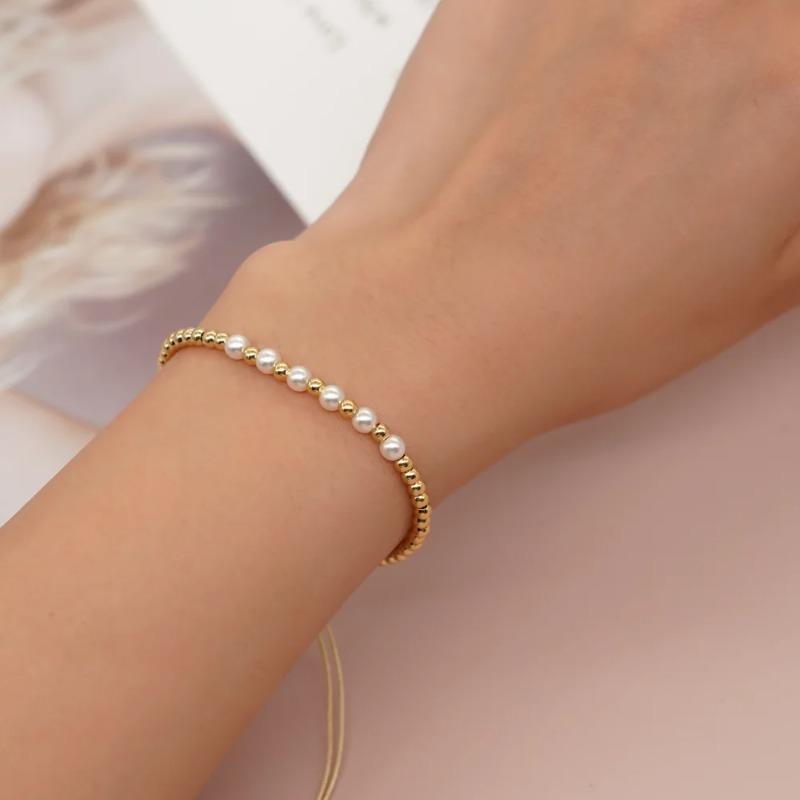 Vergoldetes Perlen-Surfer-Armband Natürliches Perlen-Charme-Armband Handgemachter Modeschmuck für den Sommer für Damen Teenager-Mädchen Geschenk