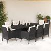 Vidaxl 9-Cz. Garden Furniture Set With Cushions, Black, PE Rattan
