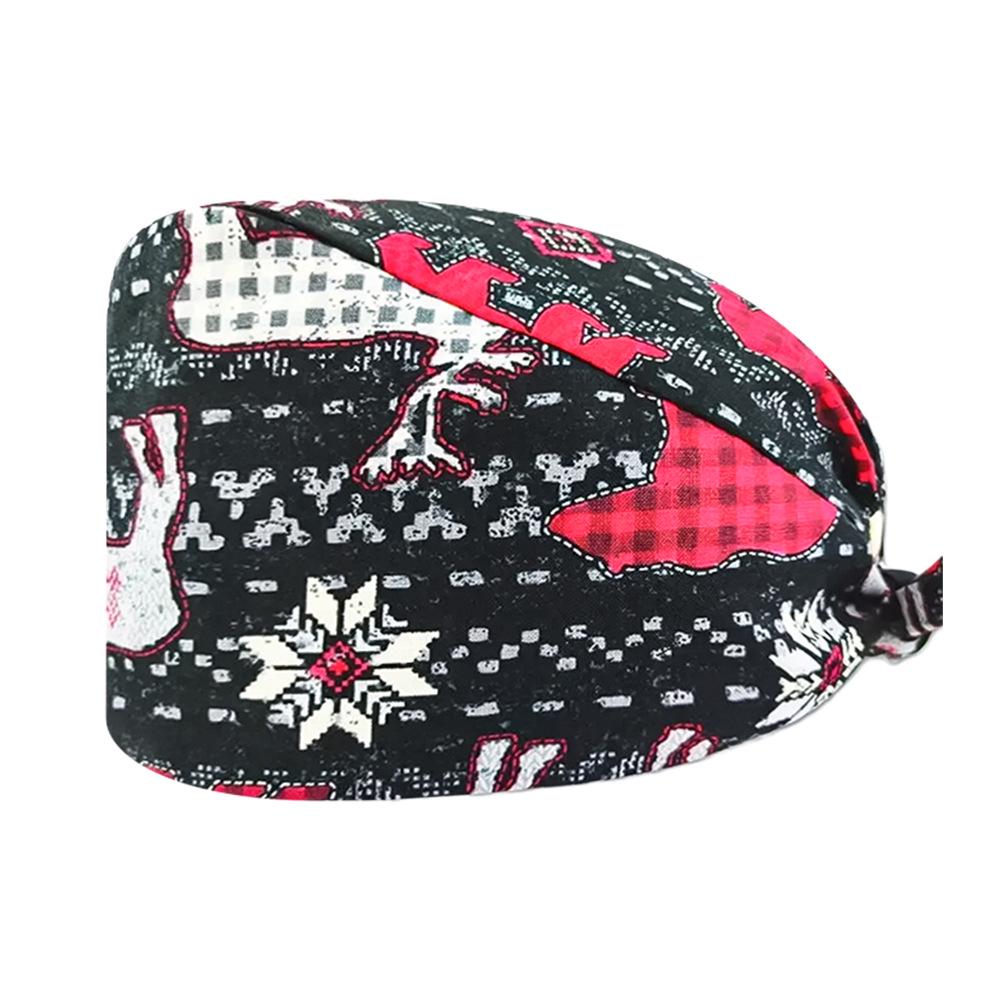 Cute Christmas Cartoon Surgical Cap - Comfortable Cotton Dustproof Head Cover for Chefs & Nurses