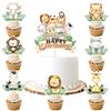 Jungle Animal Happy Birthday Cake Toppers Birthday Cake Decorations for Animal Theme Jungle Birthday Baby Shower Party Supplies