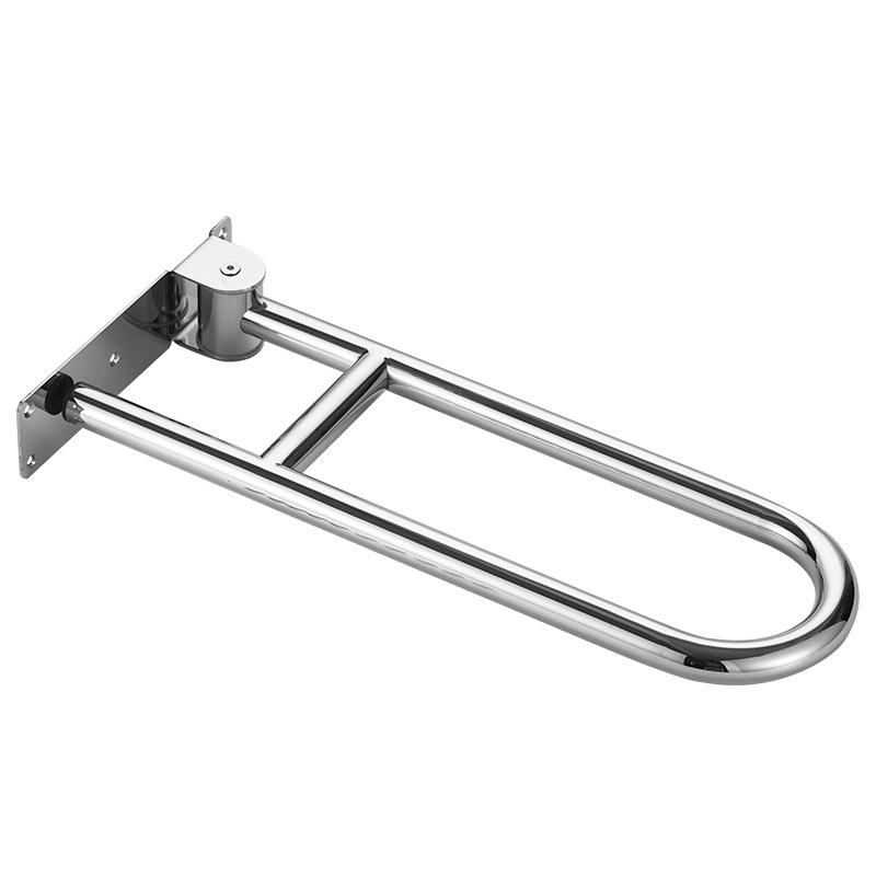 304 Stainless Steel Foldable U-Shaped Anti-Slip Safety Armrest for Elderly Toilet Assistance.