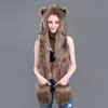 Cartoon Plush Hat Scarf Glove Set - Cute Faux Fur Cap