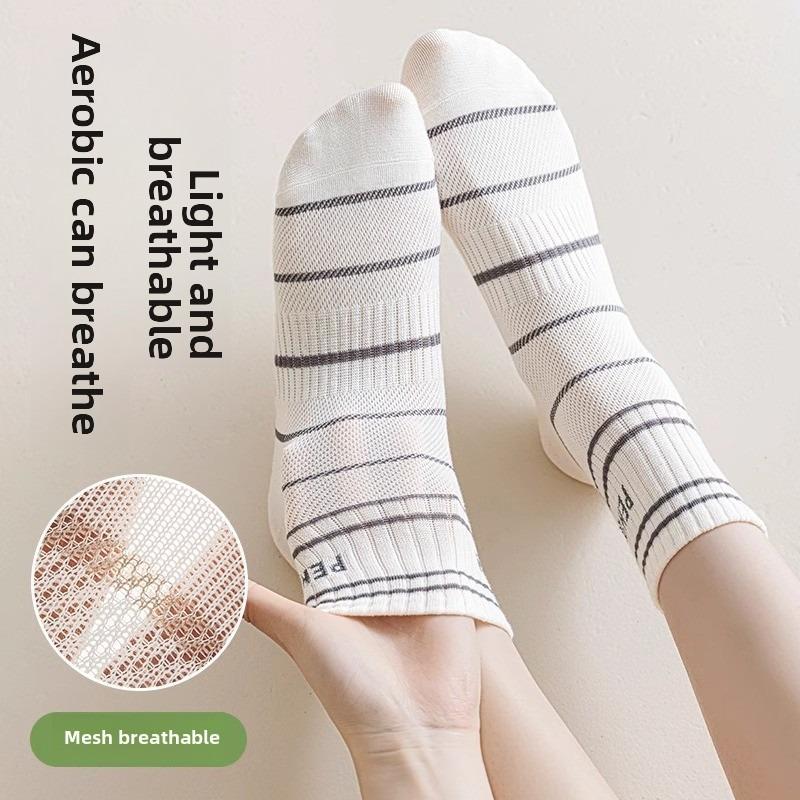 5 Pairs of Women's Summer Thin New Pure Cotton Deodorant Breathable Tube Socks