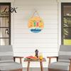 Seaside Hanging Ornament Hello Summer Door Sign, Ice Pop Flip Flop Welcome Hanger, Rustic Wooden Porch Sign Farmhouse Wreath for Front Home