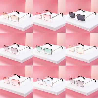2020 Trendy UV400 Rimless Shades Fashion Sunglasses Square Sunglasses Rectangle Sun Glasses