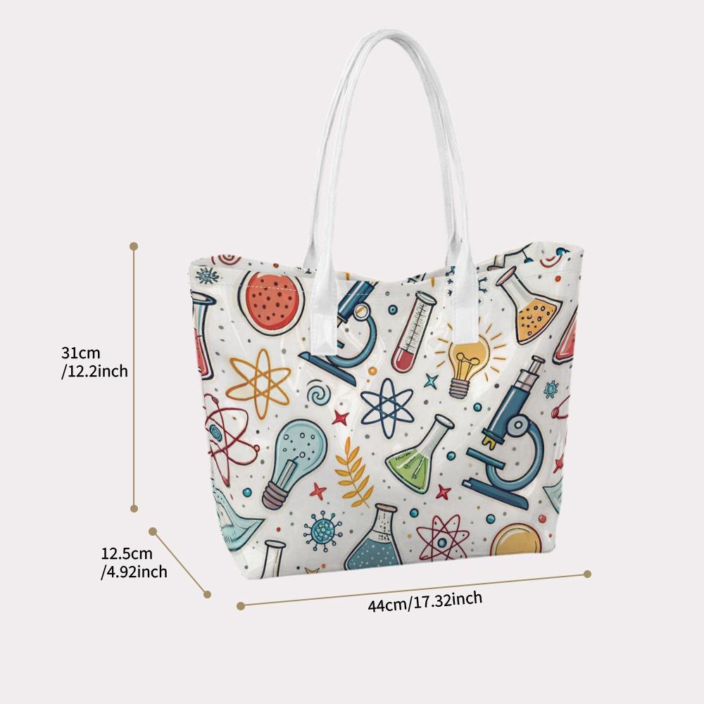 Cute Science Pattern Shoulder Tote Bag for Daily Use