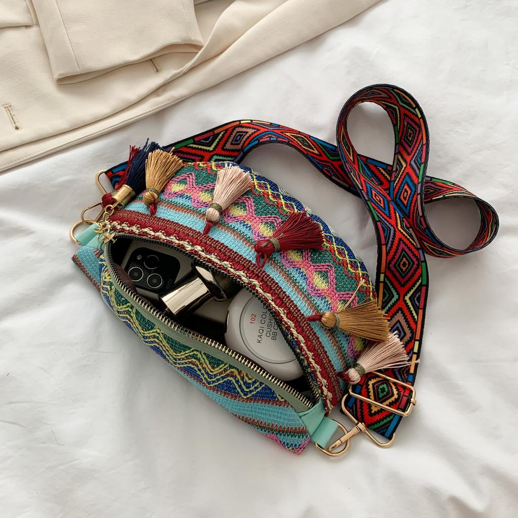 Vintage Ethnic Inspired Chest Bag With Soft Structure For Casual Weekend Trips