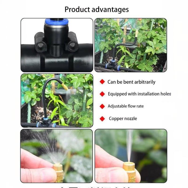 5M Universal Automatic Irrigation Sprinkler Kit Rotating Copper Nozzle Garden Balcony Atomization Sprinkler Watering Kits