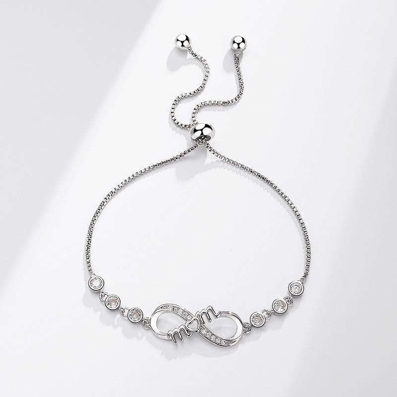 Infinite Love Loop Adjustable Pull Chain Bracelet For Women With Zircon Stones Personalized Fashion Jewelry Gift