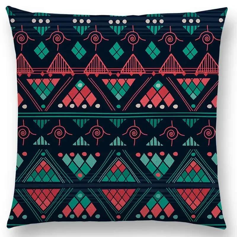 Hot Sale Bestselling African Animal Symbol Block Bohemian Geometric Floral Design Paisley Carnival Mandela Sofa Cushion 45*45cm