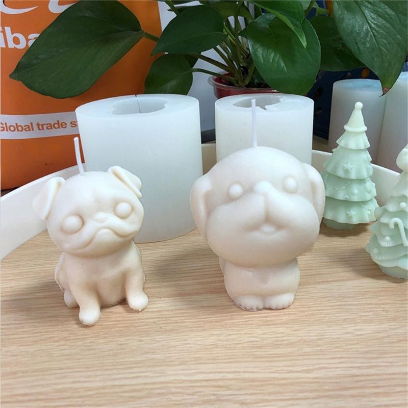 Bulldog Candle Mold for DIY Crafting Aromatherapy Candle Wax Soaps Moulds Pug Chocolate Mould