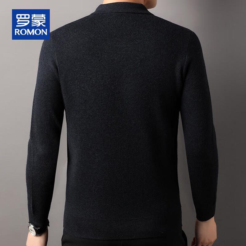 ROMON Men's 100% Pure Wool Thickened Turn-down Collar Sweater