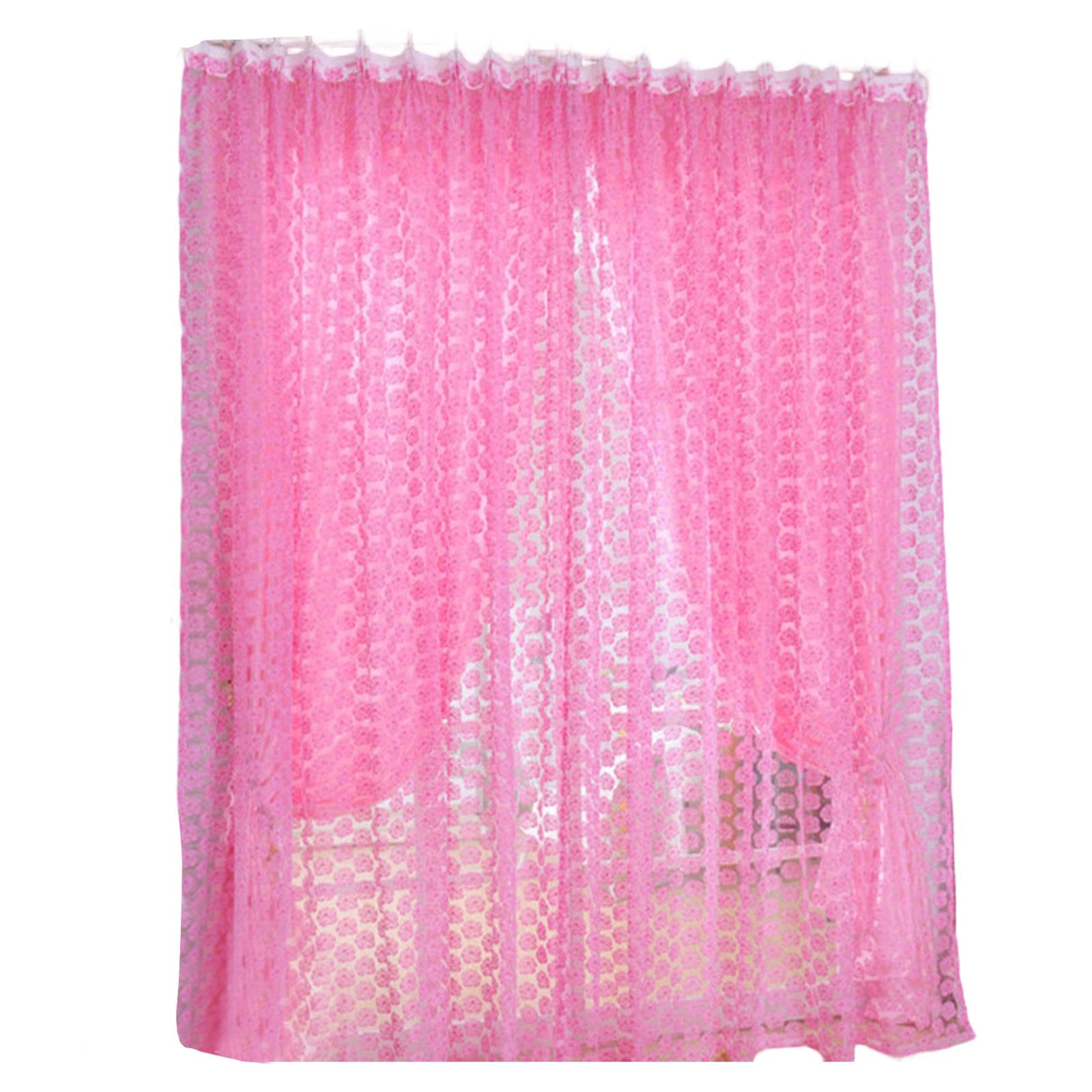 

2pc Sheer Window Curtain Panels Lightweight Transparent Mesh Fabric Spring Summer Window Drapes for Living Room Bedroom Kitchen One Size розовый