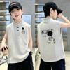 Korean Style Stand-Up Collar Polo Vest T-Shirt for Boys, Sizes 6-12, Summer Cool New Arrivals