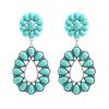 Evropské a americké bohémské květinové náušnice ve tvaru slzy s imitací tyrkysu pro ženy