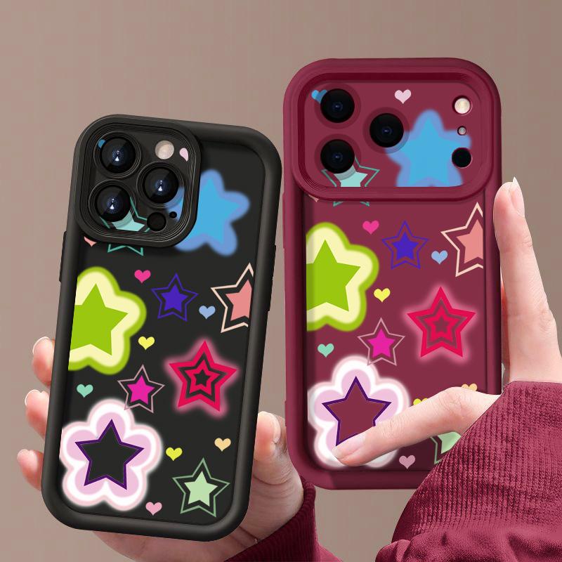 Shockproof Phone Case For iPhone 17 Pro Max Blended Colorful Stars Pattern Silicone Cover For iPhone 16 Pro Max Cover iPhone 15 14 13 12 11 16E