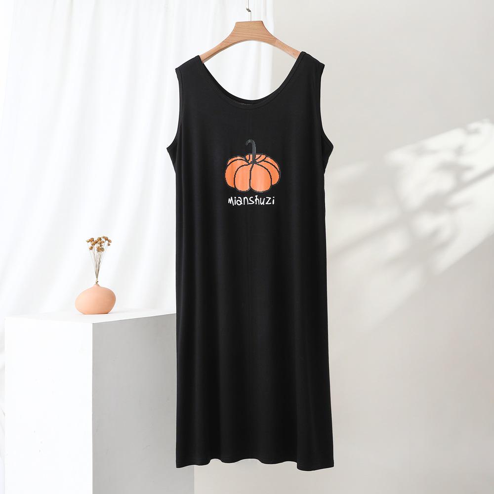 2026 Women s Summer Sleeveless Pajama Dress: Loose, Plus-Size, Printed Loungewear for Home or Outdoor Wear. XL чёрный