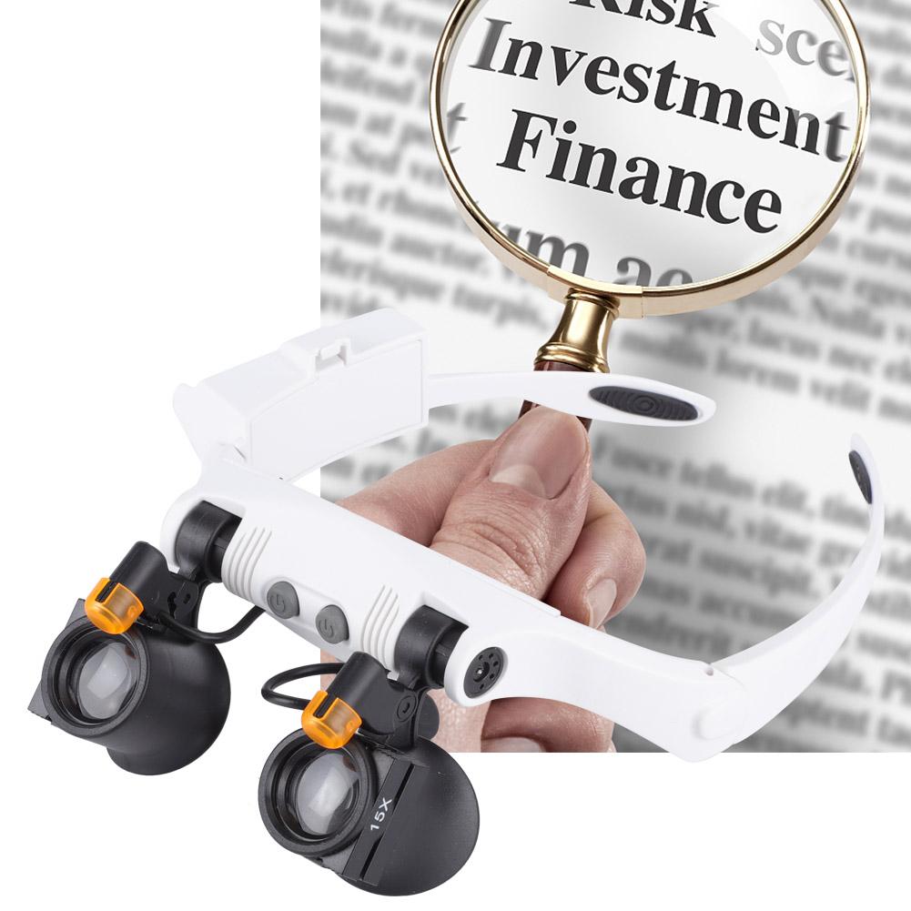 LED-lampa 21 Kombination Huvudband Förstoringsglas Förstoringsglas med Utbytbar Lins