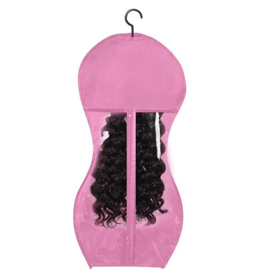 Non-woven Fabric Wig Storage Bag with Hanger Hair Extension Accessories Holder Portable Travel Dust-proof Zipper Wig Organizer Pouch