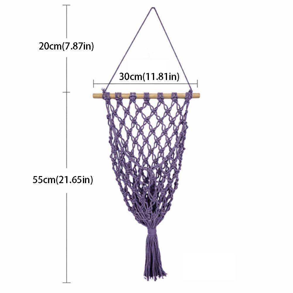 Handmade Woven Hanging Wall Holder Tassel Design Kitchen Storage Rack Vegetable Container Home