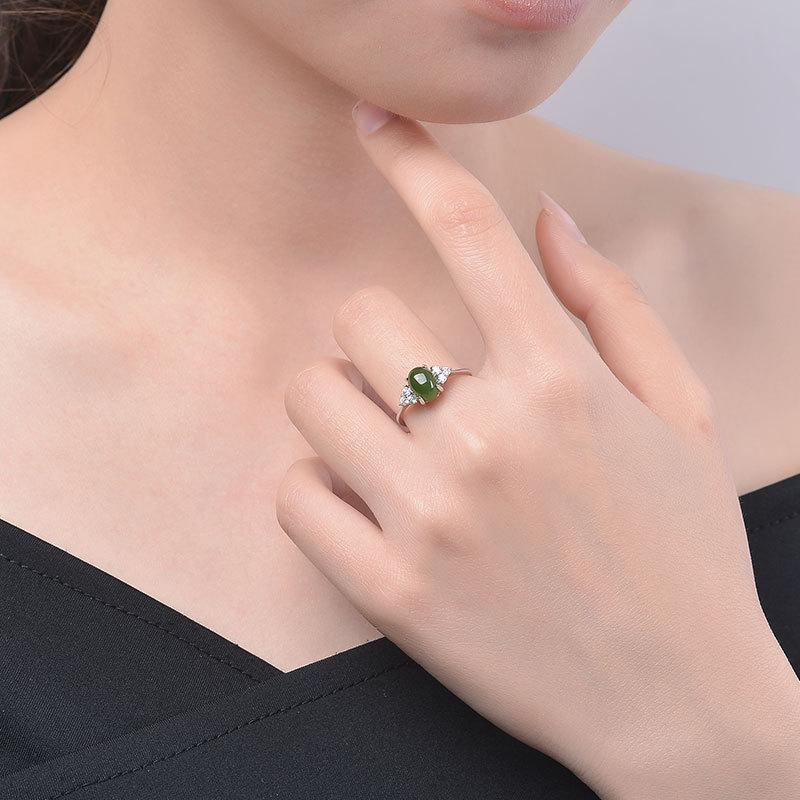 Jade Silver Ring 100%-S925 Women's Jewelry Valentine's Birthday Gift Fine Jewerly