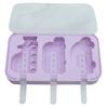 Silicone Ice Cream Mold 3 Cavities Easy Release Dinosaur Car Pineapple Ice Lolly Mold DIY Summer Freezer Ice Stick Container Kitchen