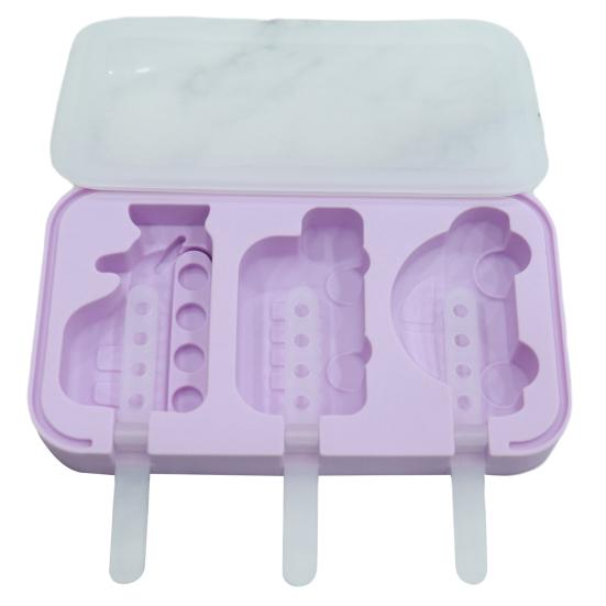 

Silicone Ice Cream Mold 3 Cavities Easy Release Dinosaur Car Pineapple Ice Lolly Mold DIY Summer Freezer Ice Stick Container Kitchen Supplies E