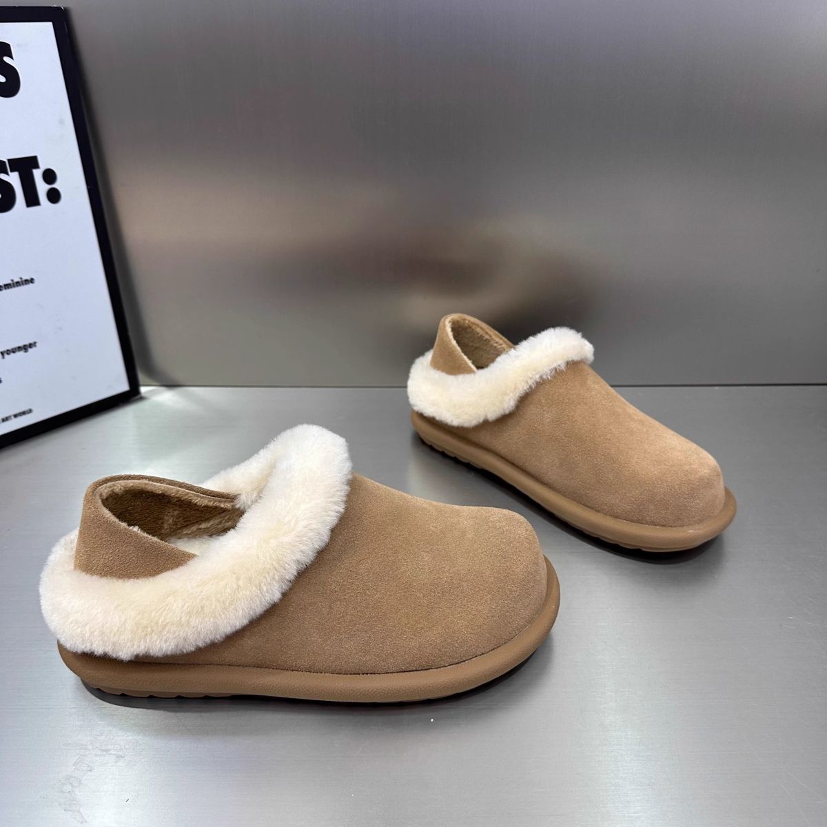 

Зимние повседневные шерстяные с двумя способами надевания женские сноубутсы с круглым носком из микрофибры в корейском стиле на плоской подошве модные 40 хаки