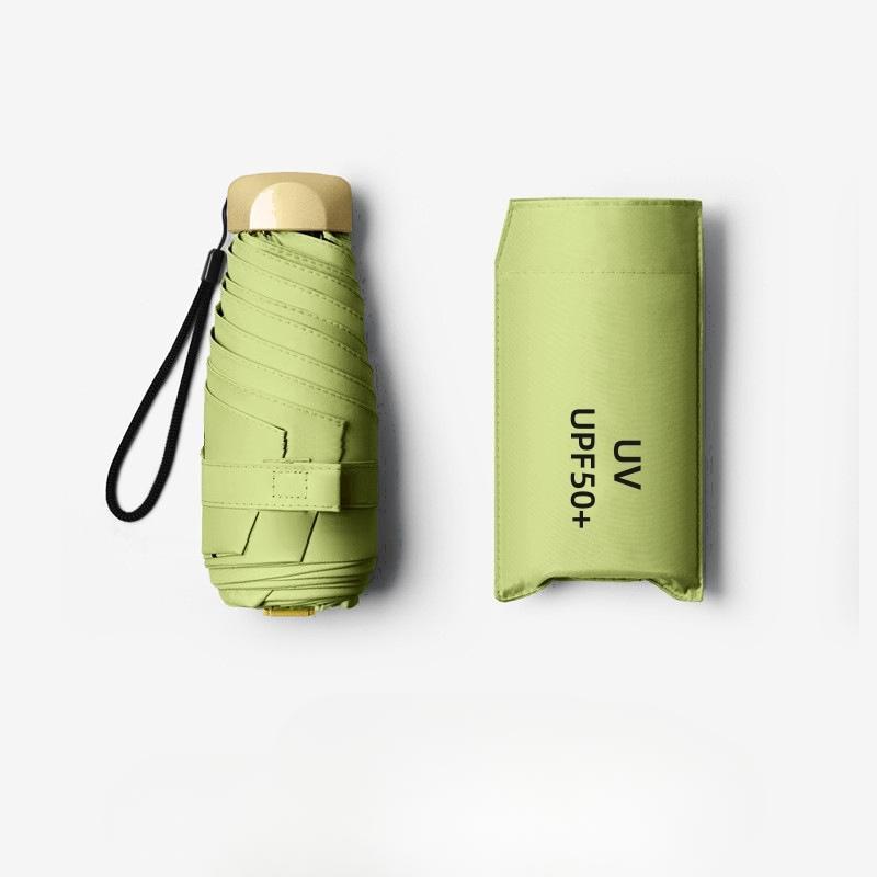 

Мини-зонт от солнца, небольшой карманный дождевик, дорожный зонт, виниловый складной зонт, защита от ультрафиолета, козырек от солнца, карманный зонтик, капсула зелёный