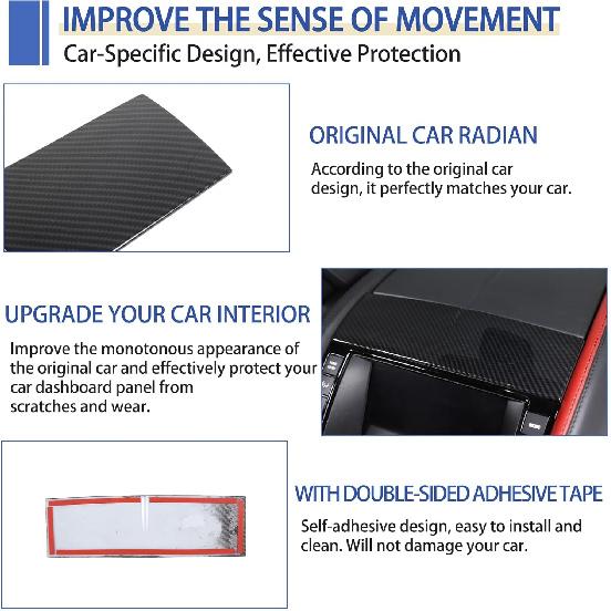 Daeiclru Center Console Dashboard Cover Trim Compatible with Jaguar F-Type 2013-2024, ABS Car Center Console Panel Trim Interior Accessories (Carbon