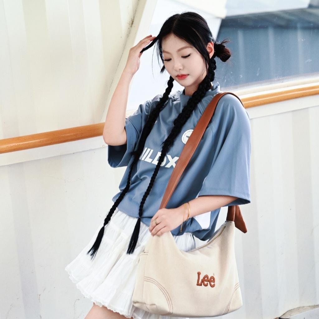 New Lee Fabric+Artificial Leather Shoulder Bag, Crossbody Bag Large Women's Coix Seed LE240072M-905