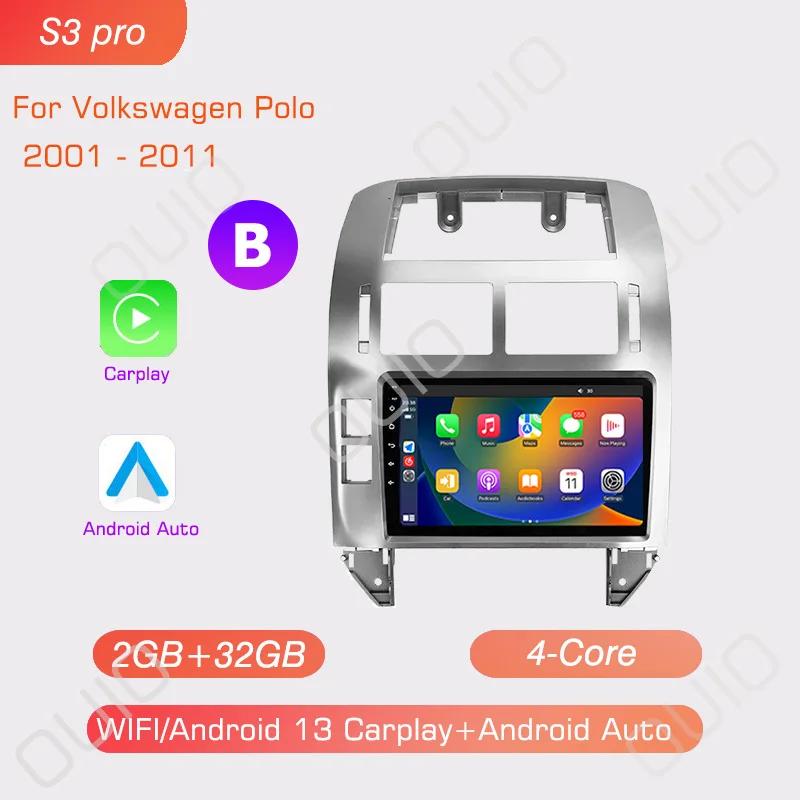 Android 13 Carplay Radio For Volkswagen Polo Mk4 IV 2001-2009 Car Stereo Multimedia Player Android Auto GPS Navigation 2DIN DSP