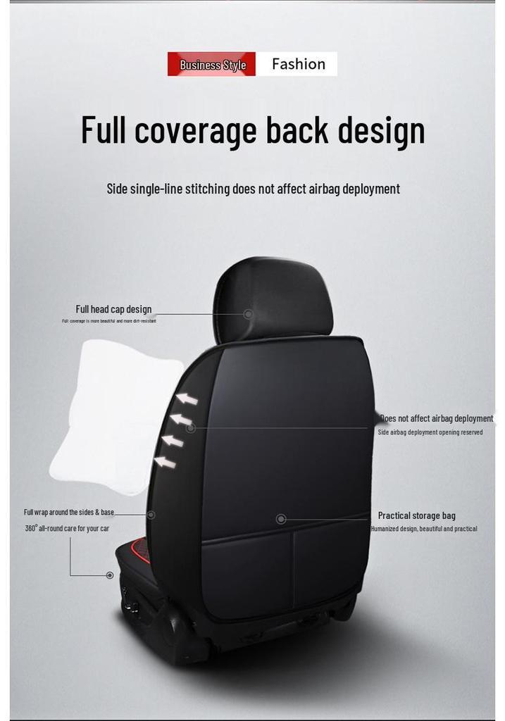 Universal Leather Car Seat Cushion - Five-Seater, Four Seasons, Full Coverage, Comfortable Style.