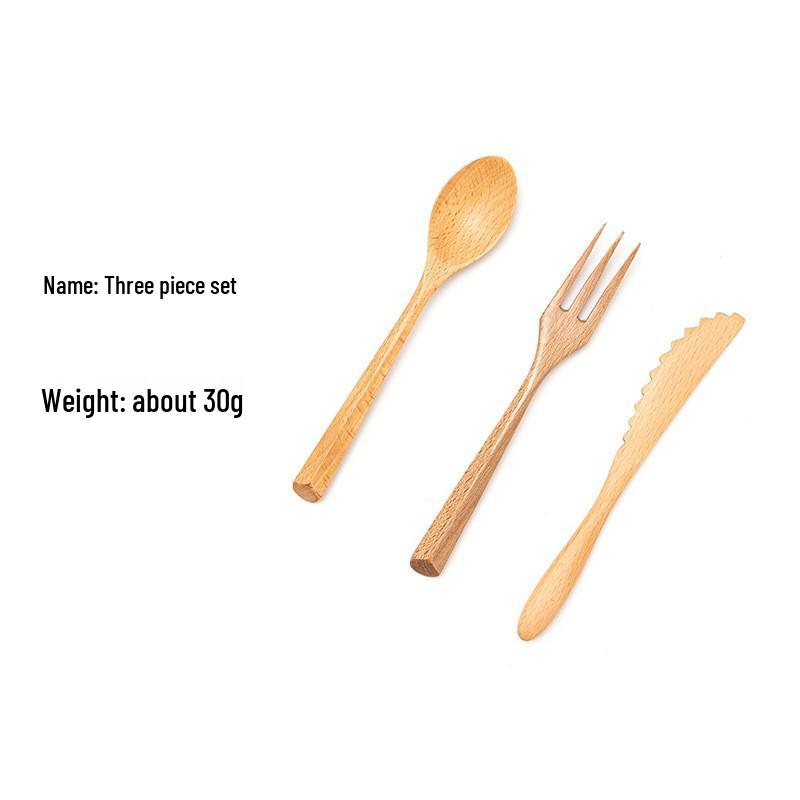 Portable Wooden Cutlery Set: Chopsticks, Fork, Spoon with Cloth Bag for Outdoor Travel
