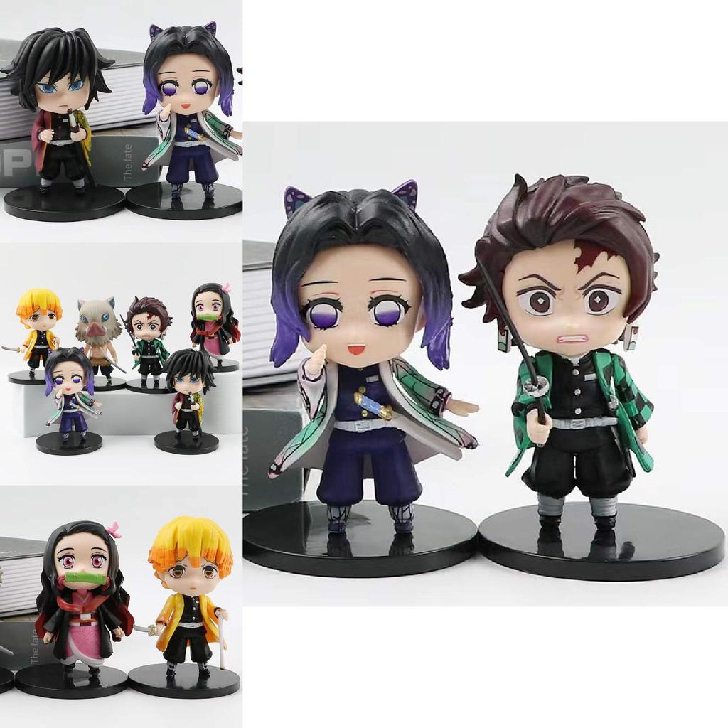 Adorable Demon Slayer Tanjiro Nezuko Pvc Figures 6-pack 8.5cm Anime Merchandise