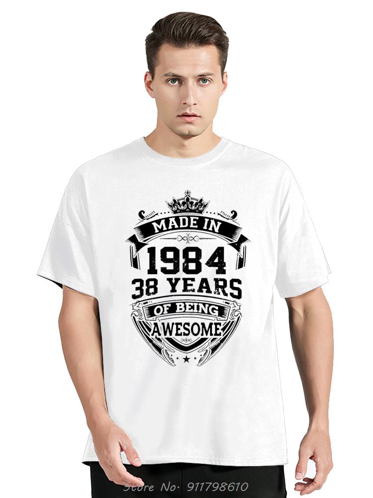 Vintage 1984 Birthday Cotton T Shirt for Oversized Short Sleeve Clothing Retro T-shirt Born In 1984 Clothes for Men Tops Tee