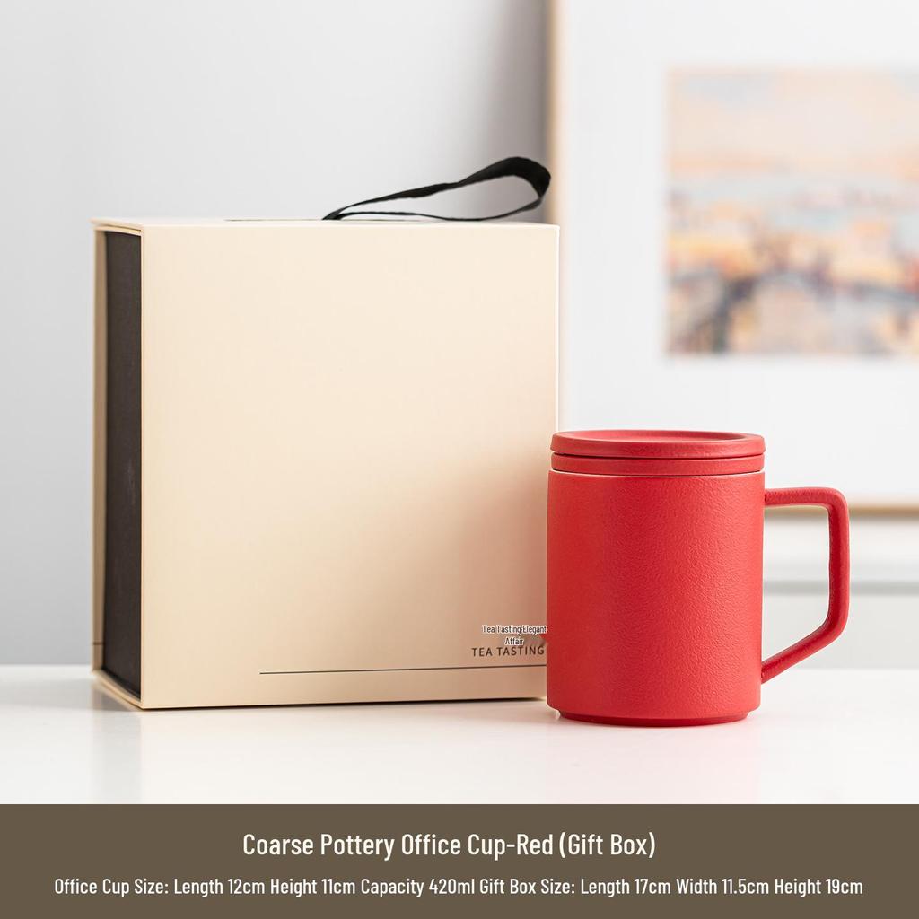 Ceramic Tea and Water Separation Mug with Lid and Filter - Office Event Souvenir