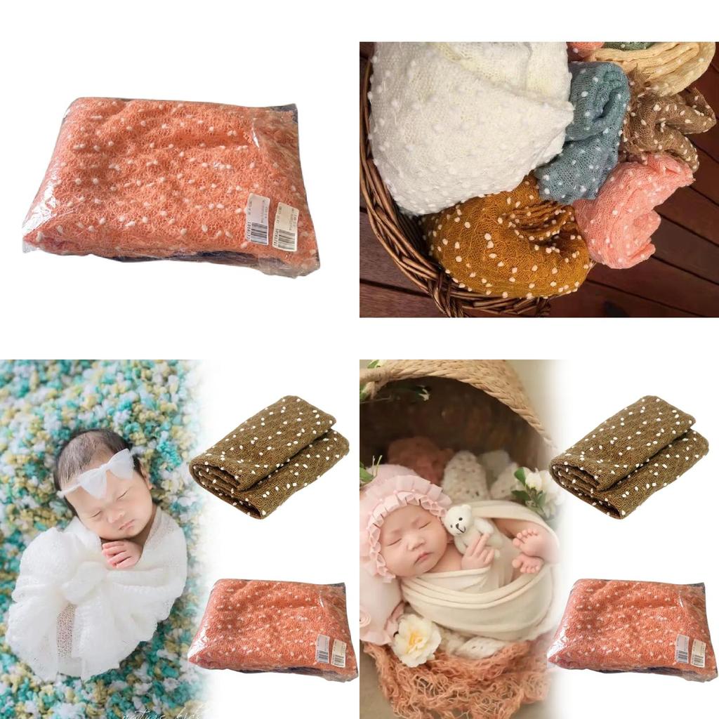 Neugeborenen Foto Requisiten Set mit gestricktem Wickeltuch und Decke für Babyfotografie Studiogebrauch