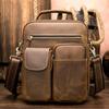Men’s Genuine Leather Crossbody Messenger Bag - Top Layer Crazy Horse Cowhide, Large Capacity Shoulder Bag