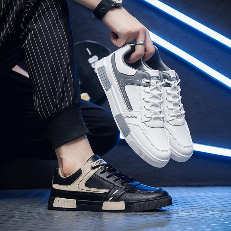 Autumn Men Leather Casual Shoes Fashion Breathable Comfortable Sneakers Youth Male Skateboard Shoes Jogging Shoe Tenis Masculino