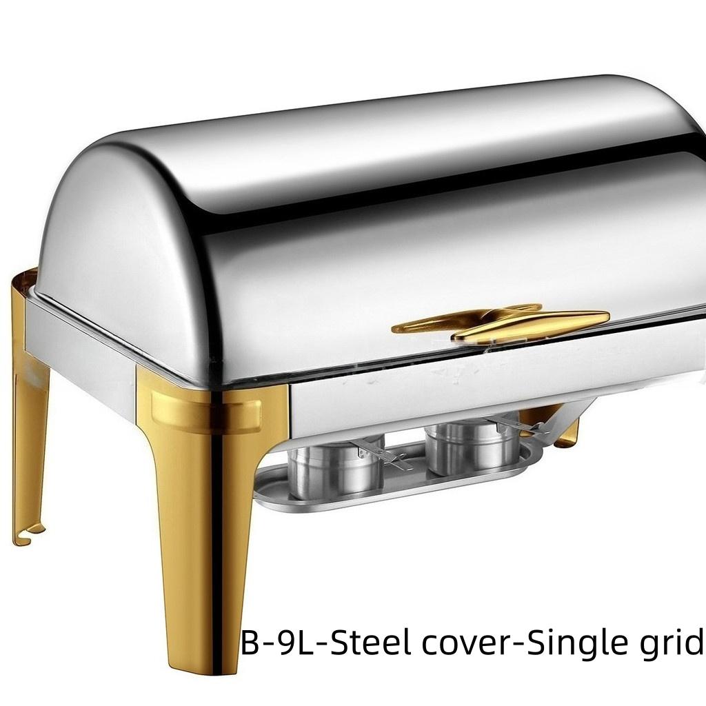 6L/9L Alcohol Stove Hotel Restaurant Flip Cover Insulated Stove Visible Dining Stove Large Capacity Stainless Steel Buffet Stove